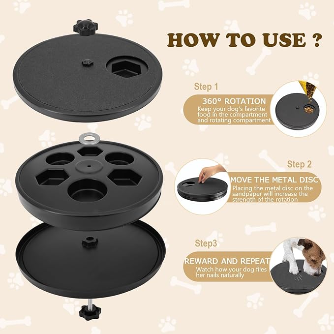 Dog Nail Scratch Board - 3 in 1 Rotatable Round Dog Scratch Pad with Treats Compartment, Stress-Free Scratch Pad Dog Nail File, Dog Scratch Board for Nails (Green), Large