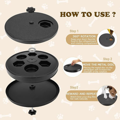 Dog Nail Scratch Board - 3 in 1 Rotatable Round Dog Scratch Pad with Treats Compartment, Stress-Free Scratch Pad Dog Nail File, Dog Scratch Board for Nails (Green), Large