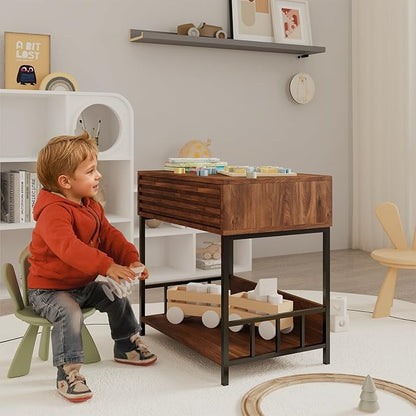 Cat End Table with Storage, Side Table with Dog Bed Underneath, Dog Crate Furniture Open Design with Metal Legs Chew-Proof, Bedside Tables with Pet Bed for Living Room,Bedroom