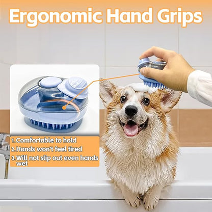 Dog Bath Brush, Can Get into the Pet' Hair to Scrub Dog Scrubber for Bath, Easy to Come Out the Shampoo Dog Shower Brush, Upgrade Silicone Deshedding Dog & Cat Brush, Dog Washing Dispenser Brush