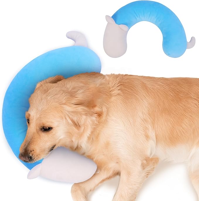 Pet Pillow, Dog Neck Pillow,Dog Pillows for Medium Dogs,Calming Pillow for Dogs, Soft Cat Pillow,Improve Relief Dog Sleeping Pillow,Machine Washable Pet U-Shaped Pillow,Purple,L