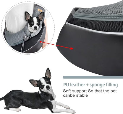 Cuby Pet Sling Carrier for Medium Dogs Cats,Drawstring Zipper & Special Security Hook Triple Designs for Pets' Securty,Breathable Mesh Travel Cat Carrier Bag with Adjustable Shoulder Strap (Black M)