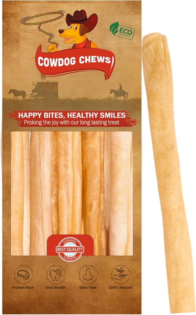 Collagen Sticks 12" (10 Pack) - Odor-Free, All Natural Collagen Dog Chews for Healthy Joints, Skin & Coat. Best Rawhide and Bully Stick Alternative Filled with Collagen Goodness.