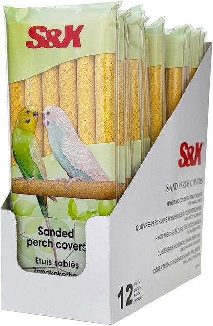 S&X Bird Perch Covers, Sand Perch Covers Sandpaper for Budgies, Canaries, Parakeets, Lovebirds and Other Small Birds (72-Pack Small 7.5" x 0.4")