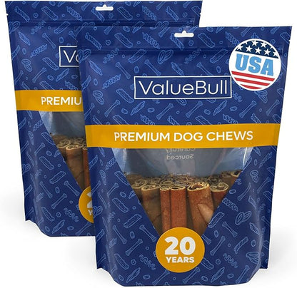 ValueBull USA Collagen Sticks for Dogs, 6 Inch Super Jumbo Chews, Natural Long-Lasting Dog Treats, 50 Count - Promotes Joint, Skin & Coat Health with Glucosamine and Chondroitin