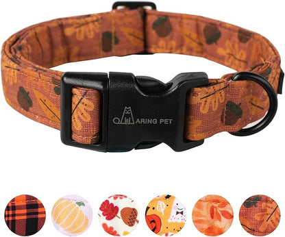 ARING PET Fall Dog Collar-Cute Orange Dog Collar for Small Dogs, Cotton Lightweight Dog Collars with Quick Release Buckle for Small Medium Large Dogs