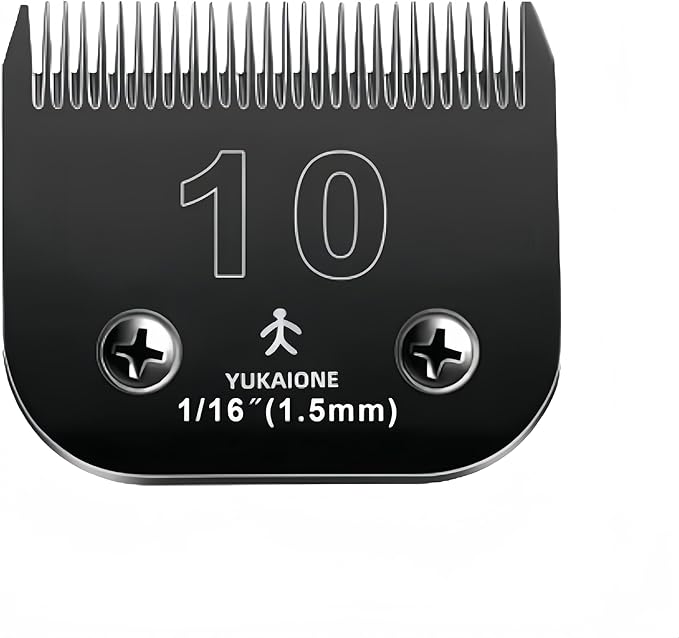 #10 Dog & Cat Clipper Blade: Titanium Coated SK2 Steel, Universal Fit for Andis, Oster, Wahl - 1/16" Cut for Precise Trims