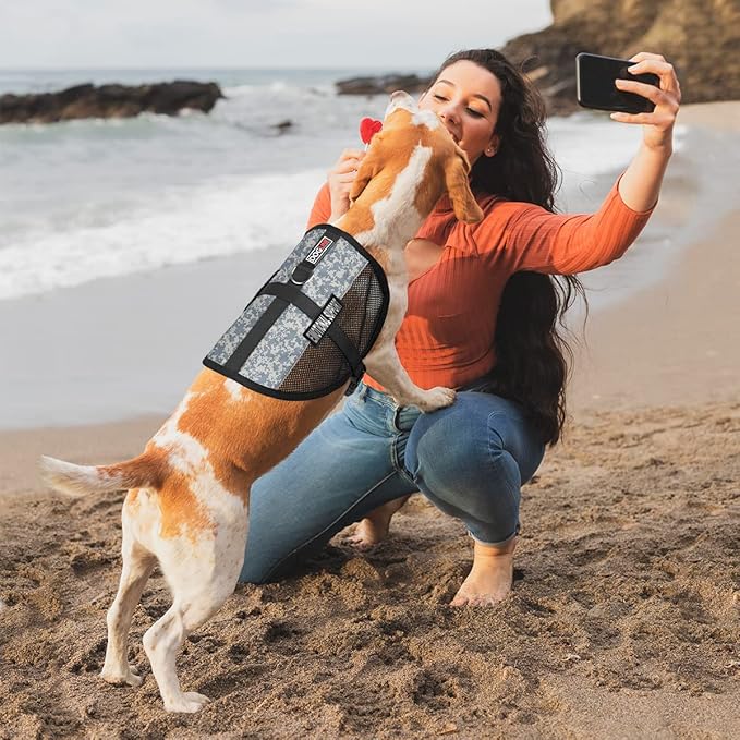 Dogline MaxAire Vest Emotional Support Removable Patch Adjustable Harness Reflective for Puppies Small Medium and Large Dogs 13 by 16 Inch Girth Urban Camo