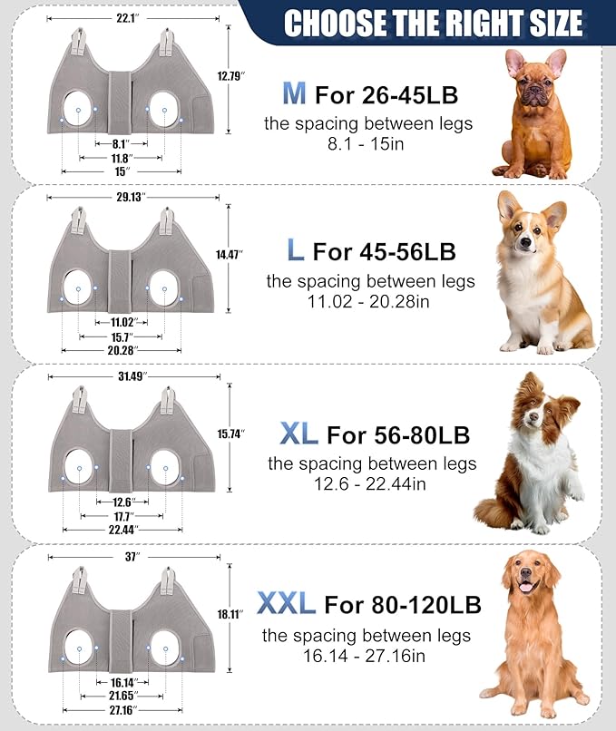 Dog Grooming Hammock, M Dog Hammock for Nail Trim,Silver Gray Dog Grooming Harness Holder Dog Hanger for Nail Trimming with Thick Neck Support