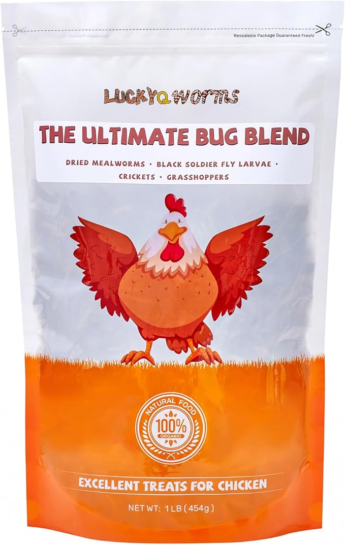 Dried Insect Trail Mix for Chickens - High Protein 42% & Calcium 1.1% for Egg Laying - Natural Treat for Birds, Reptiles, Ducks, Hedgehogs - 1 Lbs Resealable Bag