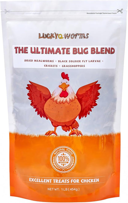 Dried Insect Trail Mix for Chickens - High Protein 42% & Calcium 1.1% for Egg Laying - Natural Treat for Birds, Reptiles, Ducks, Hedgehogs - 1 Lbs Resealable Bag