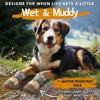 Dog Shoes for Small Dogs, Dog Boots & Paw Protectors for Hardwood Floors, Outdoor Dog Booties for Hot Pavement Winter Snow Hiking, Waterproof Dog Shoes with Reflective Strips Size 1