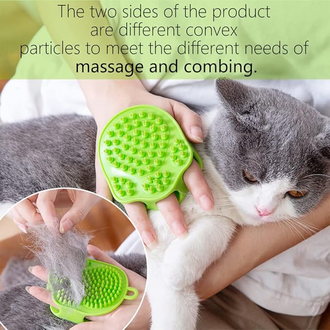 Double Sided Green Pet Bath Comb Brush Soothing Massage Rubber Comb for Long Short Haired Dogs and Cats