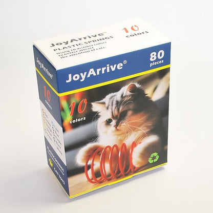 80Pcs 10 Colors Box Stored Cat Springs, Interactive Toys, Cat Spiral, Coil Toy, Hunting, Biting Toy, Swatting, Self-Play Plastic Kitten Toys