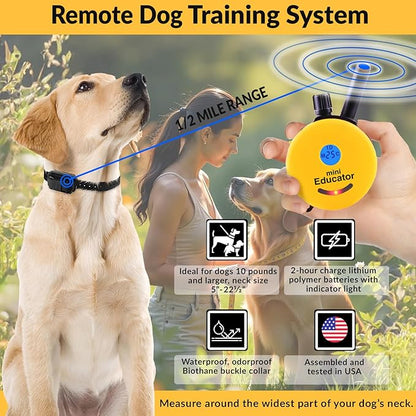 E-Collar  Educator ET-300-1/2 Mile Waterproof Remote Dog Training Collar Includes Premium Finger Clicker Trainer, 100 Programmable Levels + Vibration + Light + Sound