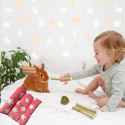 16.5 X 18in Removable and Washable Soft Rabbit Concave Bed, Thickened and Softer Bunny Bed, Double-Sided Plush Rabbit Beds,Small Beds for Animals Indoor (Pink)