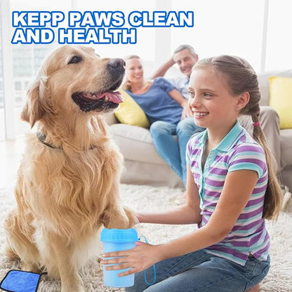 Dog Paw Cleaner, Dog Paw Washer, Buddy Muddy Paw Cleaner,Medium Portable Silicone Pet Cleaning Brush Cup, Pet Foot Washer for Small Medium Breed Dogs, Free Towel, Blue