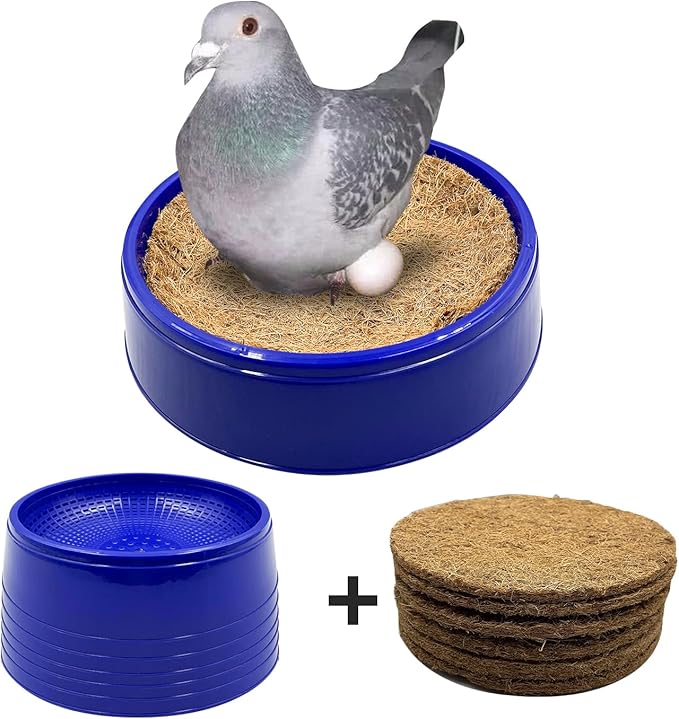 6PCS Pigeon Nest Bowl,Plastic Bird Nest Bird Cage Breeding Hatching Nest with 6PCS Coconut Palm Mat for Racing Pigeons, Doves,Quails and Small Birds,Pet Cage Supplies
