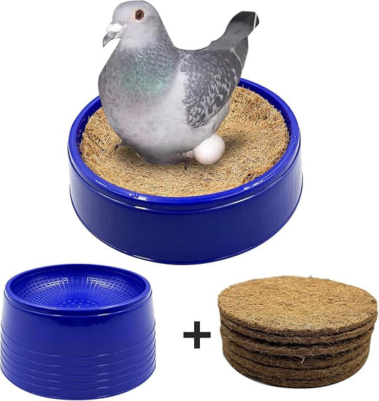6PCS Pigeon Nest Bowl,Plastic Bird Nest Bird Cage Breeding Hatching Nest with 6PCS Coconut Palm Mat for Racing Pigeons, Doves,Quails and Small Birds,Pet Cage Supplies