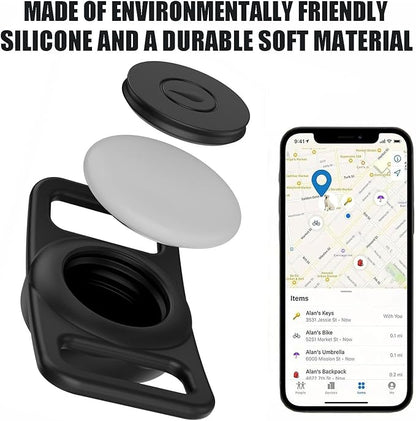 2 Pcs Black Anti Lost Silicone Protective Case Compatible with Airtag for Dog Cat Pet Collar