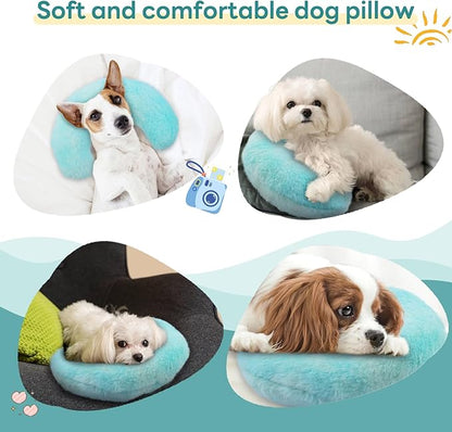 T'CHAQUE Dog Pillow Dog Calming Pillow for Small Dogs Anxiety Relief Comfort Dog Neck Pillow Bed Soft Cat Pillow for Indoor Cats Half Donut Cuddler U-Shaped Pillow Pet Sleeping Improve Calming Toy