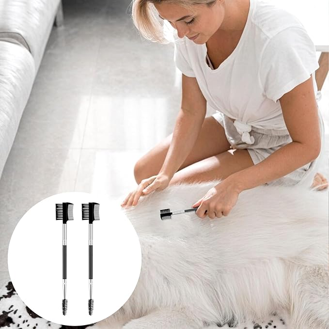 2 Pcs Black Pet Tear Comb and Stain Remover, Dog Eye Comb, Double Head Facial Brush and Removal Tool for Small Dogs, Cats