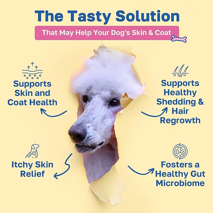 Happy Paws Skin and Coat Supplement for Dogs, Shedding & Dog Hair Growth Support for All Breeds & Ages, Made with Coconut Oil & Vitamin B12, Vegan Chicken Flavor, Organic, Non GMO, 100 Soft Chews