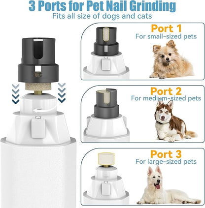 Dog Nail Grinder, Dog Nail Trimmers and Clippers Kit, 5 Speeds Nail Grinder for Dogs, Rechargeable Dog Nail Grinder with LED Light, Nail Grinder for Dogs Quiet, Nail Trimmer Nail Grinder for Dogs Cats