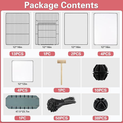 24 Panels Small Animal Playpen,Pet Playpen,C&C Cage for Guinea Pigs,Puppy Play Pen,Baby Chicken Cage,Indoor Outdoor Portable Metal Wire Yard Fence with Waterproof Mat