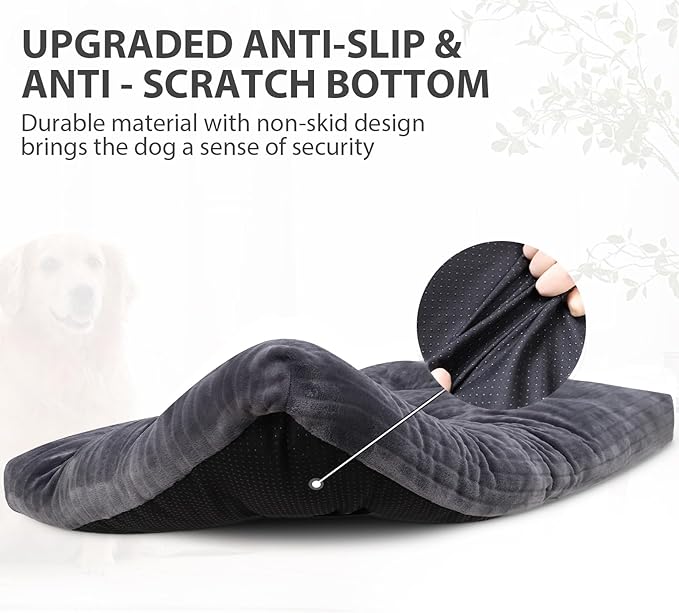 Dog Crate Bed Washable Dog Beds for Medium Dogs Deluxe Thick Flannel Fluffy Comfy Kennel Pad Anti-Slip & Anti-Scratch Pet Sleeping Mat, 29 x 21 Inch, Gray