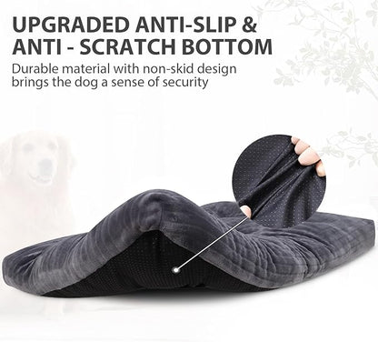 Dog Crate Bed Washable Dog Beds for Extra Large Dogs Deluxe Thick Flannel Fluffy Comfy Kennel Pad Anti-Slip & Anti-Scratch Pet Sleeping Mat, 41 x 27 Inch, Gray