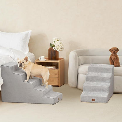 EHEYCIGA Dog Stairs for Small Dog 22.5”H, 5-Step Slope Dog Stairs for High Beds, Pet Steps with Non-Slip Bottom, Low Ramp and Larger Step Area