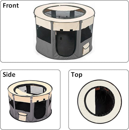 Portable Pet Playpen, Foldable Collapsible Cats Exercise Enclosure Pen Tents Cat Delivery Isolation Room Dog Crates Kennel House Great for Indoor Outdoor Travel Use Puppy Kitten Rabbit(Medium)