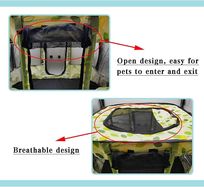 Hamiledyi Small Kitten Playpen Indoor with Top Portable Collapsible Cat Play Pen, Foldable Rectangle Puppy Exercise Kennel, Collapsible Enclosedfor Pet (Green)