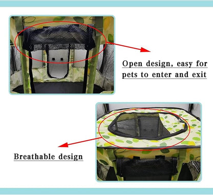Hamiledyi Small Kitten Playpen Indoor with Top Portable Collapsible Cat Play Pen, Foldable Rectangle Puppy Exercise Kennel, Collapsible Enclosedfor Pet (Green)