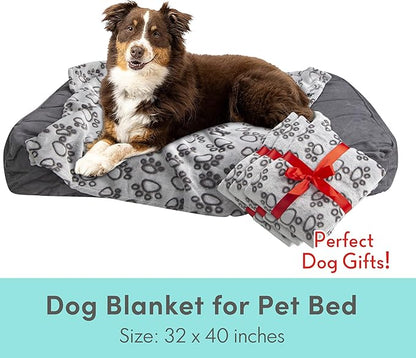 Stuffed® Premium Soft Dog Blanket Washable, 40"x32" Cat Blanket for Indoor Cats Large Medium Small Dog Gifts Puppy Essentials (Grey)