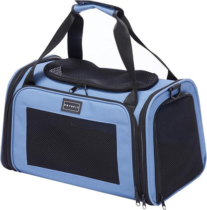 PETSFIT Pet Carrier, Dog Carrier Airline Approved, Collapsible Soft Sided TSA Approved Pet Carrier for Small and Medium Cats, Puppies Up to 12 Lbs, Cat Travel Carrier, Blue