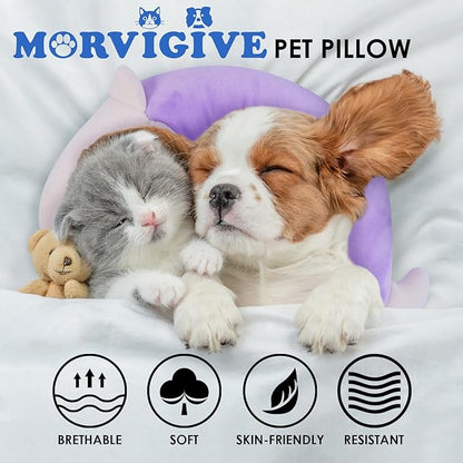 Dog Pillow,Pet Cat Pillow,Dog Pillows for Small Dogs,Dog Neck Pillow,Soft Kitten Pillow,Machine Washable Dog U-Shaped Pillow,Joint Relief Sleeping Improve for Pets, Purple,M