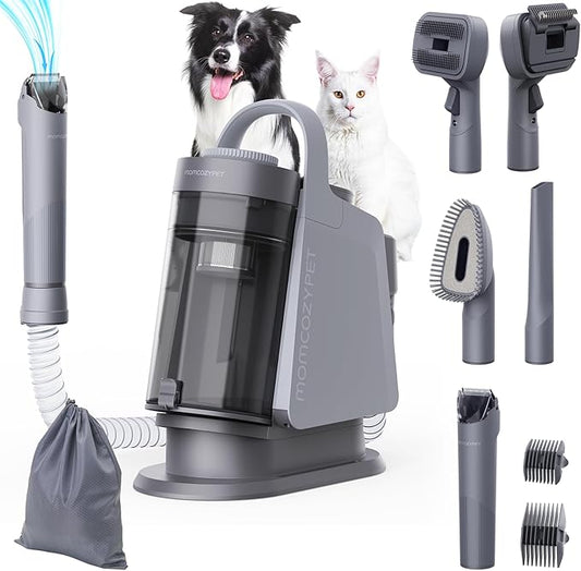 Dog Grooming Kit, FurEase Dog Grooming Vacuum with Dog Clippers for Grooming, 13000Pa Powerful Dog Vacuum for Shedding Grooming with 5 Pet Grooming Tools (Iron Gray, 2.5 Liter Canister)