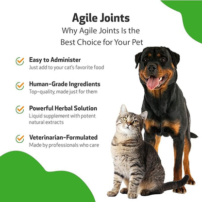 Pet Wellbeing Agile Joints for Dogs - Hip and Joint Health, Mobility, Devil_ Claw, Boswellia, Joint Ligament and Cartilage - Veterinarian-Formulated Herbal Supplement 4 oz (118 ml)