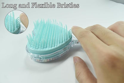 Soft Dog Brush for Small Dogs - Gentle Puppy Massaging Brush for Shih Tzus, Yorkies, Maltipoos, Maltese, Cats & Rabbits - Love Shape Design for All Hair Types (Light Blue)