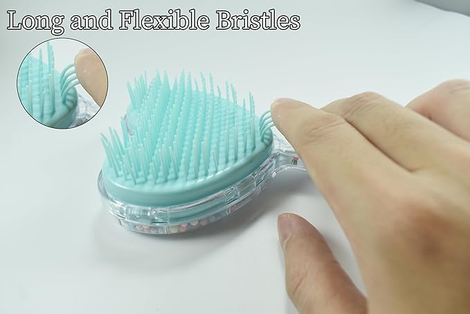 Soft Dog Brush for Small Dogs - Gentle Puppy Massaging Brush for Shih Tzus, Yorkies, Maltipoos, Maltese, Cats & Rabbits - Love Shape Design for All Hair Types (Pink Blue)