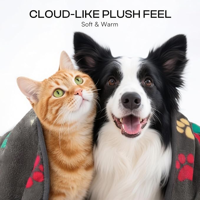 Luciphia 1 Pack 6 Dog Blankets Cat Soft Fluffy Fleece Pet Blanket Warm Cute Print Design Puppy Kitten Doggy Bone Small(23"x16")