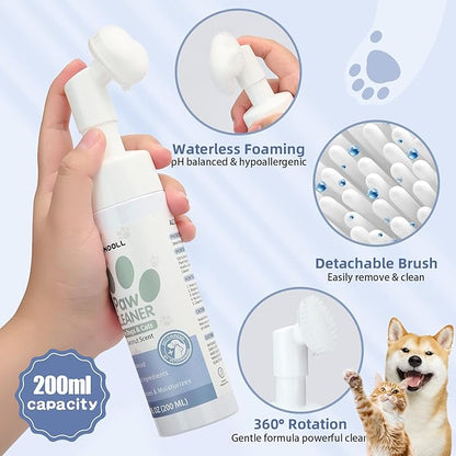 Dog Paw Care Kit - No-Rinse Foaming Paw Cleanser & Balm Stick for Small to Large Dogs & Cats