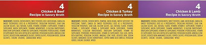 Nature_ Recipe Grain Free Chicken & Beef Recipe, Chicken & Turkey Recipe and Chicken & Lamb Recipe in Savory Broth Variety Pack Wet Dog Food, 12-2.75 oz. Cups, 2 Count