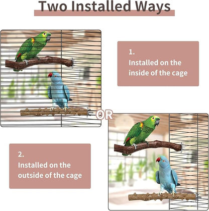 Bird Perches, 5pcs Natural Wood Birds Stand Branch, Bird Perch Chewing Stick Cage Accessories Parrot Climbing Standing Branches Paw Grinding Fork Sets for Cockatiels Ringneck Parrots