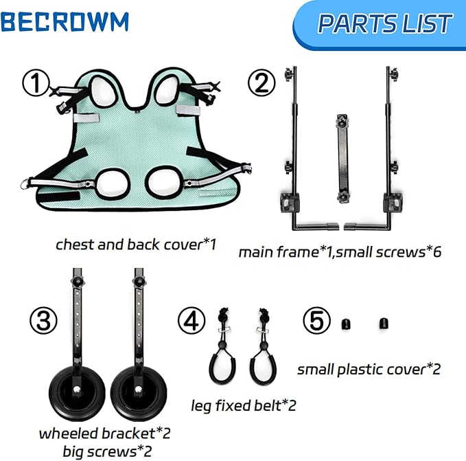 Dog Wheelchair for Back Legs Adjustable Dog Wheelchairs with 2 Wheels Pet Doggy Wheelchairs with Disabled Hind Legs Walking-Dog Leg Brace and Hip Support, Light Weight