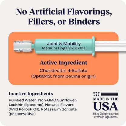 Summit Canine Joint and Mobility Supplement for Medium Dogs, All Natural Liquid Chondroitin, Liposomal Delivery for Arthritis, Hip & Joint Support Vitamin, (Dogs, 25-75lbs)