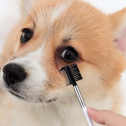 2pcs Double-Headed Dog Eye Comb, Soft Bristles Dog Eye Cleaning Brush 2 in 1 Dog Eye Booger Tear Stain Remover for Puppy Cat Pet Grooming Tools (Black, White)
