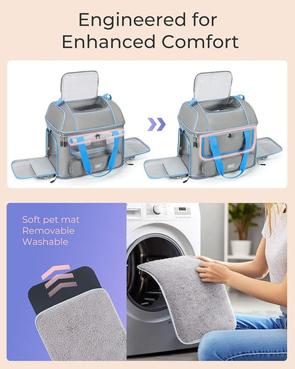 Expandable Cat Dog Carrier: NOBLE DUCK Soft-Sided Pet Carrier Airline Approved for Large Small Cats Dogs Collapsible Portable Travel Up to 25 Lbs Black